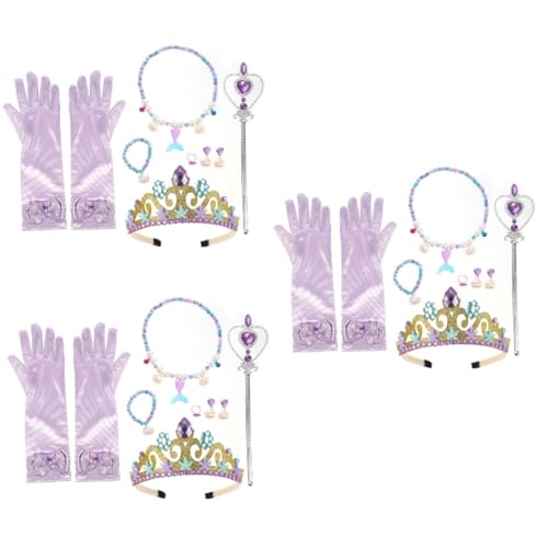 ABOOFAN 3 Sätze Meerjungfrau Dekoration Mädchen-Prinzessin-Kostüm Mädchen Handschuh Spielzeuge Kinderspielzeug Meerjungfrau-Halskette Requisiten für Mädchenohrringe kleines Mädchen Zubehör von ABOOFAN