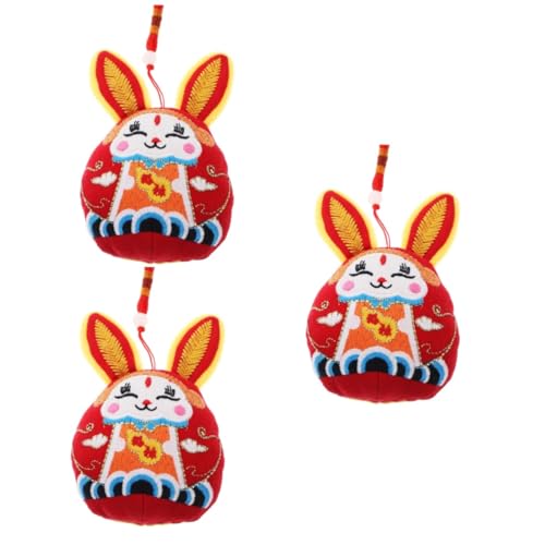 ABOOFAN 3St Wufu-Kaninchen-Verzierung Kuscheltier Hase Neujahrsvorräte Plüschtier Spielzeug Kaninchen-Maskottchen-Puppe Plüschkaninchen Stofftier Geschenk Schreibtisch schmücken Ornament von ABOOFAN