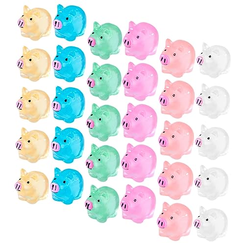 ABOOFAN 30stücke Mini Pig Figurine Leuchtende Harz Schweinchen Für Garten DIY-Dekoration Süße Miniatur Tierornamente in Farben Für Moosgärten Und Puppenhäuser von ABOOFAN