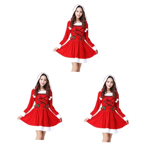 ABOOFAN 3St Outfits für Mädchen Weihnachts-Cosplay roter Rock Mädchen-Weihnachtsmann-Outfit Mädchenkleider Weihnachtskostümkleid weihnachtskleid dekor Erwachsener Kleidung rotes Kleid Frau von ABOOFAN
