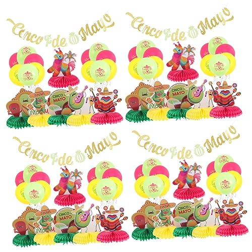 ABOOFAN 4 Sätze Foto Requisiten Mexiko Dekorationen Sommerschmuck Mexikanische Ballons Karnevalsparty Zubehör Partydekorationen Im Mexikanischen Stil Taco Ornament Papier Bienenwabe Tisch von ABOOFAN