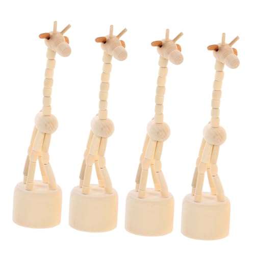 ABOOFAN 4 Stück Holz Giraffen Fingerpuppen Handgeschnitzt Leicht Tragbar Tierfigur Deko Reisebegleiter Wohnzimmer Schlafzimmer von ABOOFAN