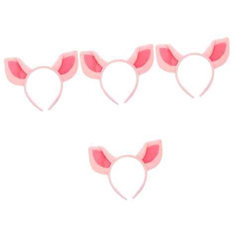 ABOOFAN 4 Stück Kostüm Schweinchenohr Stirnband Cosplay Stirnband Schweineohr Haarband Halloween Schweineohren Haarband Halloween Haarband Welpenohr Plüschohr Stirnband Schweine Stirnband von ABOOFAN