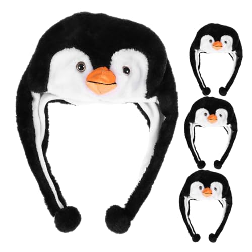 ABOOFAN 4 Stück Teiliges Pinguin Mützen Lustige Kopfbedeckungen für Party Foto Requisiten Cosplay Verstellbar Komfortabel Unisex für Karneval Geburtstagsfeier von ABOOFAN