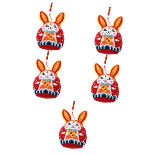 ABOOFAN 5St Wufu-Kaninchen-Verzierung Auto-Dekor ausgestopftes -Plüschtier Spielzeug Kaninchen-Maskottchen-Puppe Tier Stofftier Chinesisches Tierkreiszeichen Hase Ornament Baby von ABOOFAN