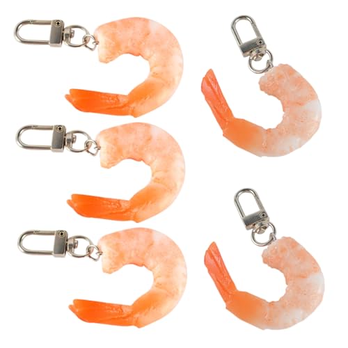 ABOOFAN 5 Stück Teiliges Shrimp Schlüsselanhänger aus Langlebigem Realistisch Gestalteter Lustiger Garnelen Anhänger Tragbarer Taschen und Schlüsselring Kreative Deko für Partys und von ABOOFAN