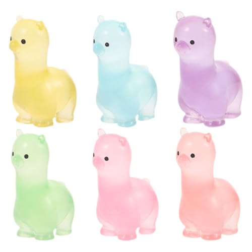 ABOOFAN 6 Leuchtende Mini-Alpakas Aus Kunstharz Für Die Puppenhausdekoration. Niedliche Alpaka-Figuren Für Den Mikro-Feengarten. Nachtleuchtende Farbenfrohe Tierdekorationen Für Das von ABOOFAN