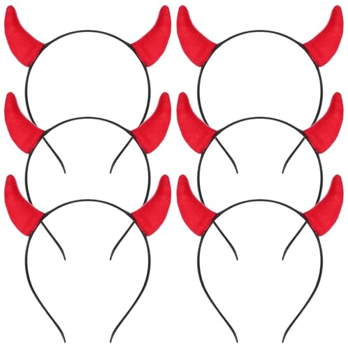 ABOOFAN 6 Stück Teufelshörner-Stirnband Halloween-Teufelskostüm-Accessoires Unisex-Cosplay-Kostüm-Accessoire Für Halloween Valentinstag Weihnachten von ABOOFAN