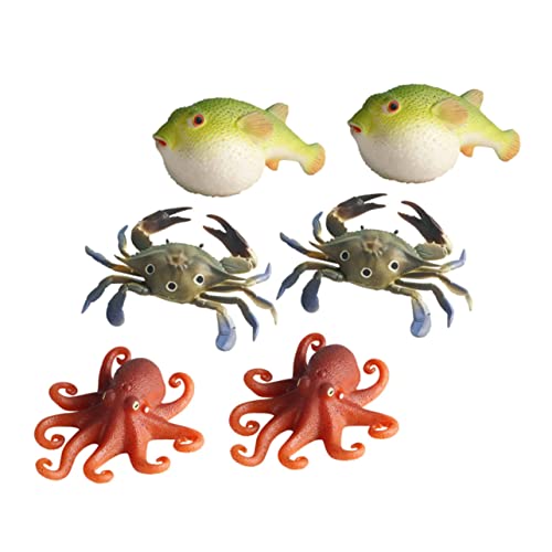 ABOOFAN 6 STK Tiermodell Kleinkind Krabbe lebensechter Oktopus Kinderspielzeug Spielzeuge Modelle Dekorationsspielzeug Dekoration Krabbe Ozean schmücken Prise Musik Kugelfisch von ABOOFAN