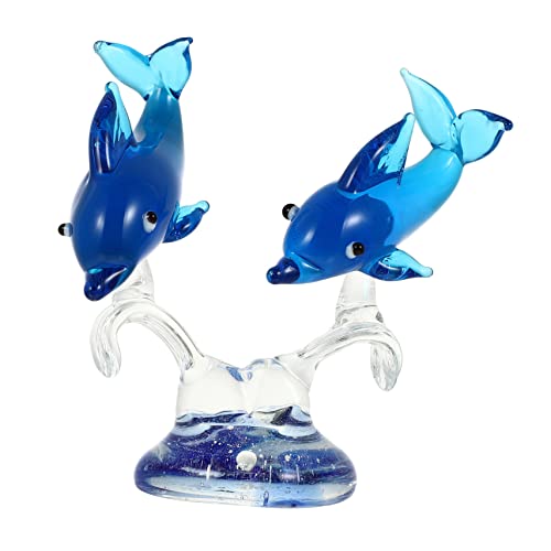 ABOOFAN Delphin-Ornament Aquarienschmuck Aquarium-Blasen-Aquarium Frosch-Ornamente Meereskuscheltiere Tropische Aquarienverzierungen Fischzubehör Mini-tierfiguren Koralle Glas Blue von ABOOFAN
