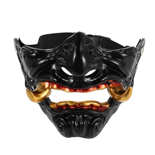 ABOOFAN Japanische Oni Hannya Halbgesichtsmaske Verstellbar Gruseliges Samurai Dämonen Kostüm Halloween Party Cosplay Zubehör für Erwachsene ABOOFAN Japanische Oni Hannya Halbgesichtsmaske Verstellbar Gruseliges Samurai Dämonen Kostüm Halloween Party Cosplay Zubehör für Erwachsene von ABOOFAN