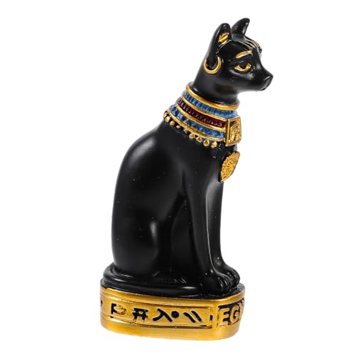 ABOOFAN Katzenschmuck Mini-katzenfiguren Glückskatzenfigur Katzen-denkmal Katze Tipi Schwarze Katze Katzenfiguren Für Katzenliebhaber Katze Terrasse Statue Der Katzengöttin Black Harz von ABOOFAN