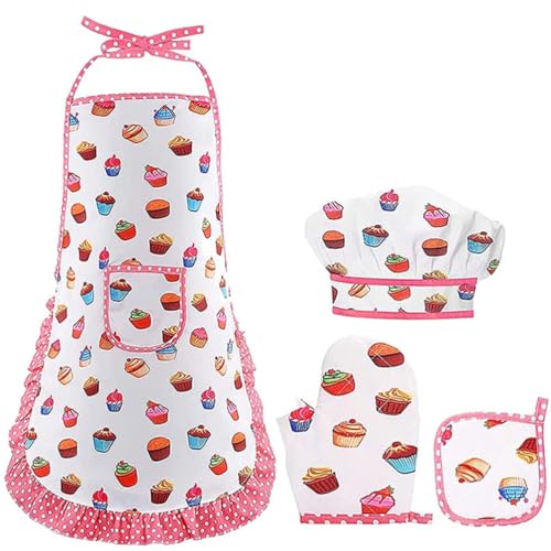 ABOOFAN Kinderanzug Koch-Rollenspiel-Kostüm-Set Für Kinder 4-Teilig Kinder-Kochkostüm Kochmütze Schürze Handschuh Topflappen Schürzen-Sets Für Kleine Mädchen Rollenspiele Kappen ABOOFAN Kinderanzug Koch-Rollenspiel-Kostüm-Set Für Kinder 4-Teilig Kinder-Kochkostüm Kochmütze Schürze Handschuh Topflappen Schürzen-Sets Für Kleine Mädchen Rollenspiele Kappen von ABOOFAN