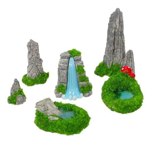 ABOOFAN 6stücke Miniatur-steingarten Mit Mini-Berg Und Wasserpool Künstliches Garten-Ornament Für Innen Und Außenbereich Robustes Dekorations Dioramen Und Mini-landschaften von ABOOFAN