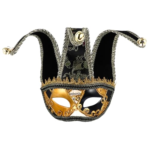 ABOOFAN Männer venezianische Maske schwarze Narrenmaske mit Glocken halbes Gesicht venezianische Masken römische Maske für Maskerade Halloween Cosplay Requisiten von ABOOFAN