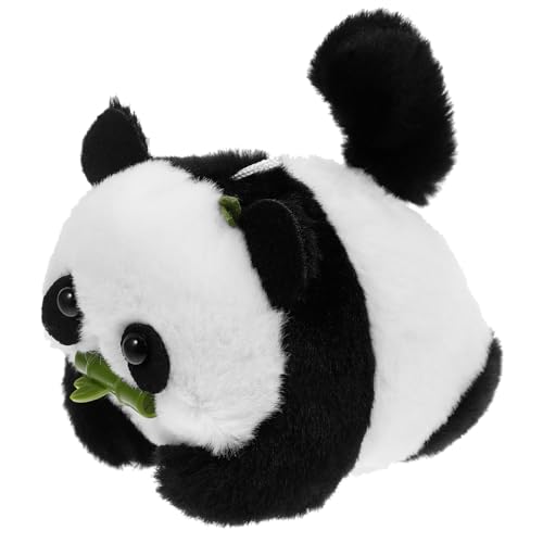 ABOOFAN Plüsch Panda Schlüsselanhänger mit Schwanzwedel Funktion Kleines Kuscheltier Anhänger aus Langlebigem PP Baumwollstoff Realistisches Design für Panda und Frauen von ABOOFAN