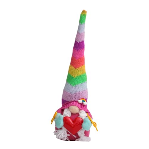 ABOOFAN Regenbogen Wichtelpuppe mit Gestricktem Hoher Hut Faceless Dekoration für Zuhause und Festtage Handgefertigt Weiches Material Wohnaccessoire für Freunde von ABOOFAN