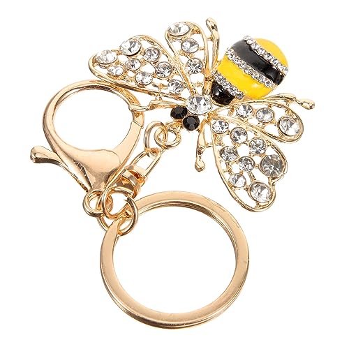 ABOOFAN Rhinestone Bienen Schlüsselanhänger Cartoon Biene Metall Schlüsselring mit Glitzersteinchen Dekorativer Anhänger für Taschen und für Damen und Mädchen von ABOOFAN