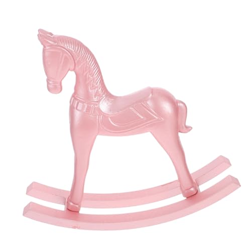 ABOOFAN Schaukelpferd Ornament Mini-Stuhl-Modell dekorative Pferdestatue Miniaturdekor Miniatur-Schaukelpferd Miniatur-Schaukelstuhl für Puppen mädchenhafte Ornamente Wohnkultur Holz Rosa von ABOOFAN