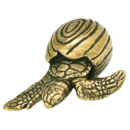 ABOOFAN Schildkrötenverzierung Aus Messing Winzig Wiederaufladbar Haustier Kleine Schildkröten Tank Hülse Kleine Tier-Desktop-Ornamente Moderne Wohnkultur Aquarium Jahrhundert Feng Golden von ABOOFAN