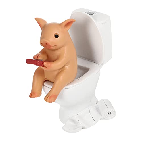 ABOOFAN Kreative Miniatur Schwein Figur Aus Resin Exquisites Für Zuhause Niedliches Schweinchen Liest Der Toilette Langlebig Und Platzsparend Für Tierliebhaber ABOOFAN Kreative Miniatur Schwein Figur Aus Resin Exquisites Für Zuhause Niedliches Schweinchen Liest Der Toilette Langlebig Und Platzsparend Für Tierliebhaber von ABOOFAN