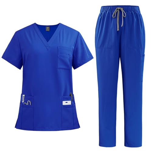ABRTJCL Medizinische Berufsbekleidung Damen Herren V-Ausschnitt Schlupfkasack für Altenpflege Krankenpflege Unisex Medizinische Uniform blau ABRTJCL Medizinische Berufsbekleidung Damen Herren V-Ausschnitt Schlupfkasack für Altenpflege Krankenpflege Unisex Medizinische Uniform blau von ABRTJCL