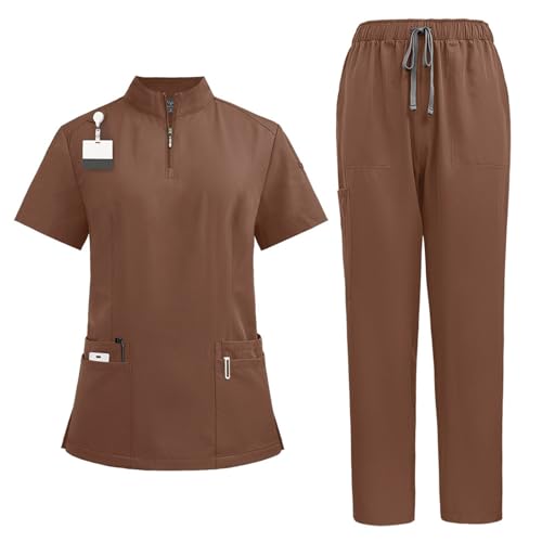 ABRTJCL Medizinische Berufsbekleidung Damen Herren V-Ausschnitt Schlupfkasack für Altenpflege Krankenpflege Unisex Medizinische Uniform braun ABRTJCL Medizinische Berufsbekleidung Damen Herren V-Ausschnitt Schlupfkasack für Altenpflege Krankenpflege Unisex Medizinische Uniform braun von ABRTJCL