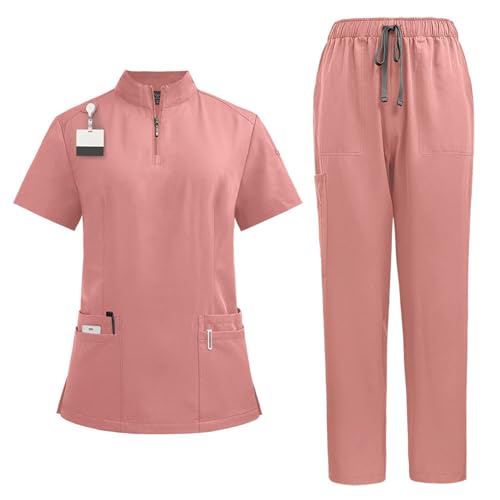 ABRTJCL Medizinische Berufsbekleidung Damen Herren V-Ausschnitt Schlupfkasack für Altenpflege Krankenpflege Unisex Medizinische Uniform pink ABRTJCL Medizinische Berufsbekleidung Damen Herren V-Ausschnitt Schlupfkasack für Altenpflege Krankenpflege Unisex Medizinische Uniform pink von ABRTJCL