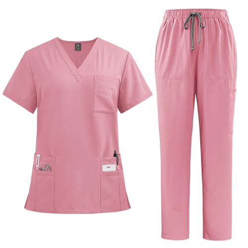 ABRTJCL Medizinische Berufsbekleidung Damen Herren V-Ausschnitt Schlupfkasack für Altenpflege Krankenpflege Unisex Medizinische Uniform pink ABRTJCL Medizinische Berufsbekleidung Damen Herren V-Ausschnitt Schlupfkasack für Altenpflege Krankenpflege Unisex Medizinische Uniform pink von ABRTJCL