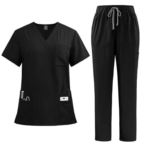ABRTJCL Medizinische Berufsbekleidung Damen Herren V-Ausschnitt Schlupfkasack für Altenpflege Krankenpflege Unisex Medizinische Uniform schwarz ABRTJCL Medizinische Berufsbekleidung Damen Herren V-Ausschnitt Schlupfkasack für Altenpflege Krankenpflege Unisex Medizinische Uniform schwarz von ABRTJCL