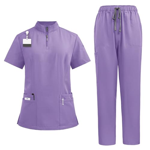 ABRTJCL Medizinische Berufsbekleidung Damen Herren V-Ausschnitt Schlupfkasack für Altenpflege Krankenpflege Unisex Medizinische Uniform violett ABRTJCL Medizinische Berufsbekleidung Damen Herren V-Ausschnitt Schlupfkasack für Altenpflege Krankenpflege Unisex Medizinische Uniform violett von ABRTJCL