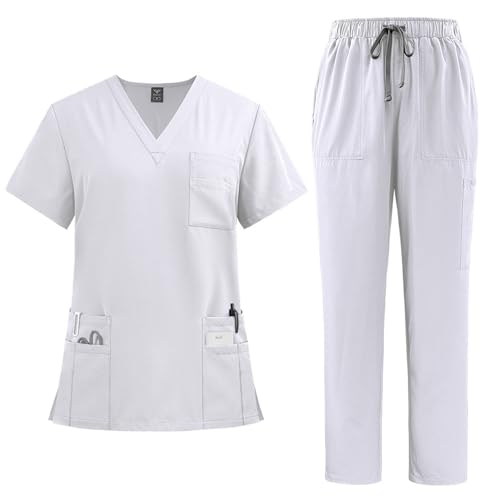 ABRTJCL Medizinische Berufsbekleidung Damen Herren V-Ausschnitt Schlupfkasack für Altenpflege Krankenpflege Unisex Medizinische Uniform weiß ABRTJCL Medizinische Berufsbekleidung Damen Herren V-Ausschnitt Schlupfkasack für Altenpflege Krankenpflege Unisex Medizinische Uniform weiß von ABRTJCL