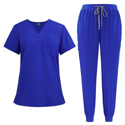 ABRTJCL Unisex Medizinische Uniform Krankenschwester Krankenhaus Berufskleidung mit Oberteil und Hose Pflege Kleidung Damen Medizinische Arbeitskleidung Damen Herren blau ABRTJCL Unisex Medizinische Uniform Krankenschwester Krankenhaus Berufskleidung mit Oberteil und Hose Pflege Kleidung Damen Medizinische Arbeitskleidung Damen Herren blau von ABRTJCL