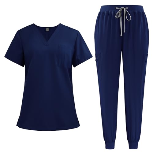 ABRTJCL Unisex Medizinische Uniform Krankenschwester Krankenhaus Berufskleidung mit Oberteil und Hose Pflege Kleidung Damen Medizinische Arbeitskleidung Damen Herren blau ABRTJCL Unisex Medizinische Uniform Krankenschwester Krankenhaus Berufskleidung mit Oberteil und Hose Pflege Kleidung Damen Medizinische Arbeitskleidung Damen Herren blau von ABRTJCL