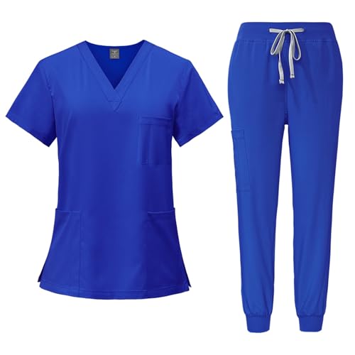 ABRTJCL Unisex Medizinische Uniform Krankenschwester Krankenhaus Berufskleidung mit Oberteil und Hose Pflege Kleidung Damen Medizinische Arbeitskleidung Damen Herren blau ABRTJCL Unisex Medizinische Uniform Krankenschwester Krankenhaus Berufskleidung mit Oberteil und Hose Pflege Kleidung Damen Medizinische Arbeitskleidung Damen Herren blau von ABRTJCL
