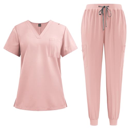ABRTJCL Unisex Medizinische Uniform Krankenschwester Krankenhaus Berufskleidung mit Oberteil und Hose Pflege Kleidung Damen Medizinische Arbeitskleidung Damen Herren pink ABRTJCL Unisex Medizinische Uniform Krankenschwester Krankenhaus Berufskleidung mit Oberteil und Hose Pflege Kleidung Damen Medizinische Arbeitskleidung Damen Herren pink von ABRTJCL