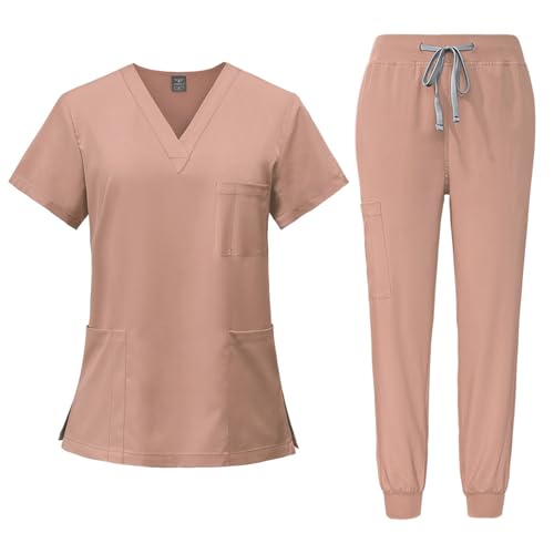 ABRTJCL Unisex Medizinische Uniform Krankenschwester Krankenhaus Berufskleidung mit Oberteil und Hose Pflege Kleidung Damen Medizinische Arbeitskleidung Damen Herren pink ABRTJCL Unisex Medizinische Uniform Krankenschwester Krankenhaus Berufskleidung mit Oberteil und Hose Pflege Kleidung Damen Medizinische Arbeitskleidung Damen Herren pink von ABRTJCL