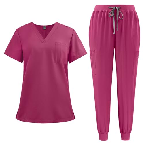 ABRTJCL Unisex Medizinische Uniform Krankenschwester Krankenhaus Berufskleidung mit Oberteil und Hose Pflege Kleidung Damen Medizinische Arbeitskleidung Damen Herren rot ABRTJCL Unisex Medizinische Uniform Krankenschwester Krankenhaus Berufskleidung mit Oberteil und Hose Pflege Kleidung Damen Medizinische Arbeitskleidung Damen Herren rot von ABRTJCL
