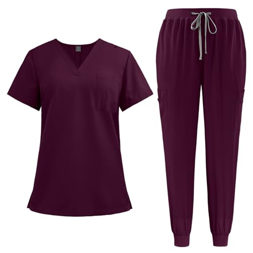 ABRTJCL Unisex Medizinische Uniform Krankenschwester Krankenhaus Berufskleidung mit Oberteil und Hose Pflege Kleidung Damen Medizinische Arbeitskleidung Damen Herren rot ABRTJCL Unisex Medizinische Uniform Krankenschwester Krankenhaus Berufskleidung mit Oberteil und Hose Pflege Kleidung Damen Medizinische Arbeitskleidung Damen Herren rot von ABRTJCL