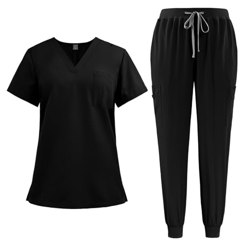 ABRTJCL Unisex Medizinische Uniform Krankenschwester Krankenhaus Berufskleidung mit Oberteil und Hose Pflege Kleidung Damen Medizinische Arbeitskleidung Damen Herren schwarz ABRTJCL Unisex Medizinische Uniform Krankenschwester Krankenhaus Berufskleidung mit Oberteil und Hose Pflege Kleidung Damen Medizinische Arbeitskleidung Damen Herren schwarz von ABRTJCL