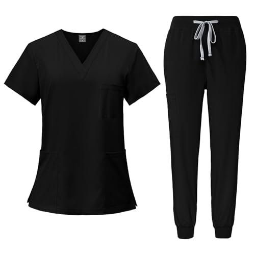 ABRTJCL Unisex Medizinische Uniform Krankenschwester Krankenhaus Berufskleidung mit Oberteil und Hose Pflege Kleidung Damen Medizinische Arbeitskleidung Damen Herren schwarz ABRTJCL Unisex Medizinische Uniform Krankenschwester Krankenhaus Berufskleidung mit Oberteil und Hose Pflege Kleidung Damen Medizinische Arbeitskleidung Damen Herren schwarz von ABRTJCL