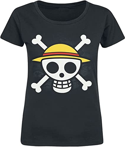 ABYstyle Damen T-Shirt One Piece Abysse Totenkopf mit Karte Schwarz X-Small (ABYstyleABYTEX143-X-Small) von ABYSTYLE