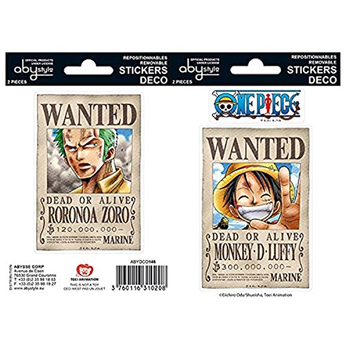 ABYstyle - ONE PIECE - Stickers - 16x11cm- Wanted Luffy/Zoro von ABYSTYLE