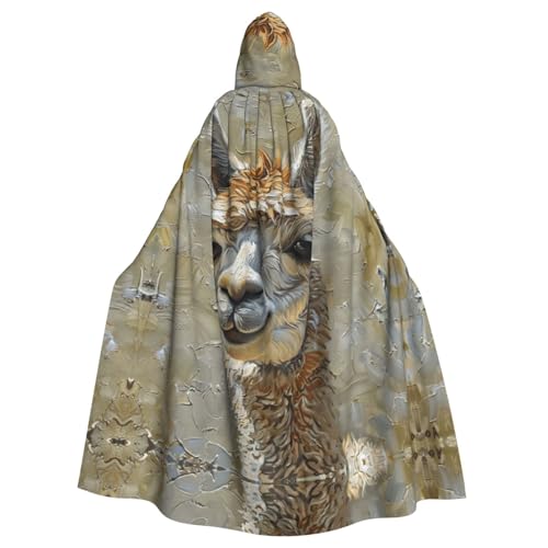 ABYchdd Alpaka-Llama-Druck, Halloween-Umhang mit Kapuze, Unisex, langer Umhang für Cosplay/Party von ABYchdd