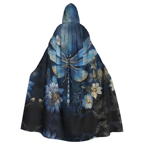 ABYchdd Art Blue Dragonfly Print Halloween Adult Hooded Cloak, Unisex Hooded Robe Cloak Long Cape For Cosplay/Party von ABYchdd