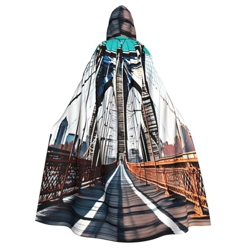 ABYchdd Brooklyn Bridge Print Halloween Erwachsene Kapuzenumhang Unisex Kapuzenmantel Umhang Langer Umhang für Cosplay/Party von ABYchdd
