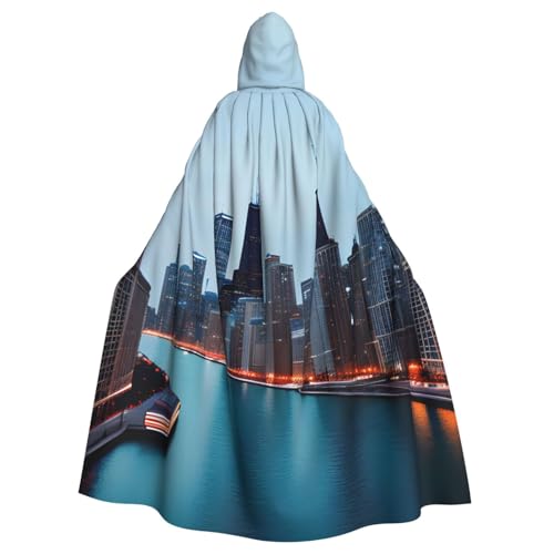 ABYchdd Chicago Print Halloween Erwachsene Kapuzenumhang Unisex Kapuzenmantel Umhang Langer Umhang für Cosplay/Party von ABYchdd