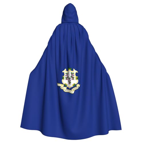ABYchdd Connecticut Kapuzenumhang mit Staatsflaggen-Druck, Halloween, Erwachsene, Unisex, mit Kapuze, langer Umhang für Cosplay/Party von ABYchdd