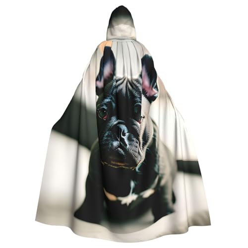 ABYchdd Entzückender Kapuzenumhang mit französischer Bulldogge, Unisex, langer Umhang für Cosplay/Party von ABYchdd