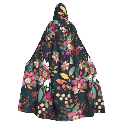 ABYchdd Farbenfroher Boho-Blumendruck, Halloween, Erwachsenen-Kapuzenumhang, Unisex, langer Umhang für Cosplay/Party ABYchdd Farbenfroher Boho-Blumendruck, Halloween, Erwachsenen-Kapuzenumhang, Unisex, langer Umhang für Cosplay/Party von ABYchdd